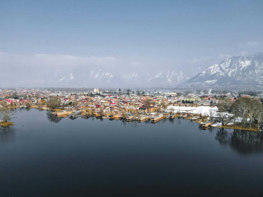 houses on river bank in kashmir