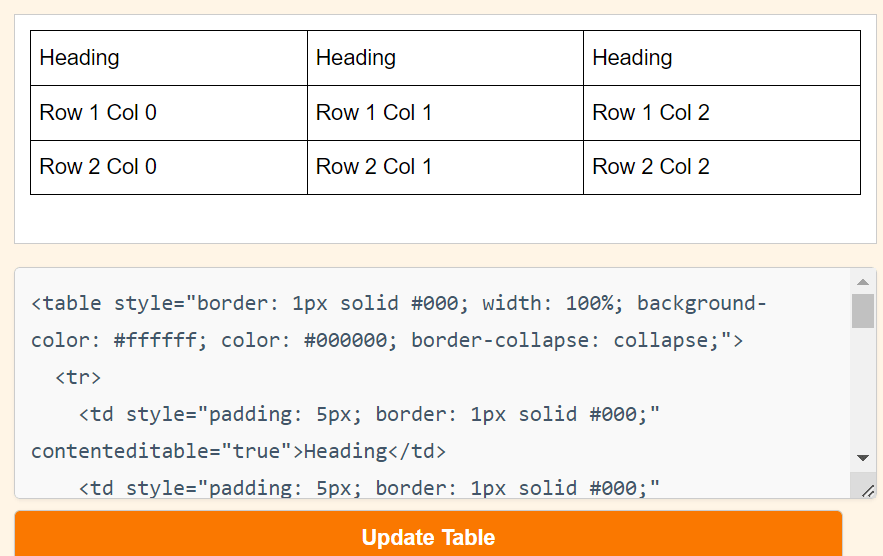 HTML Table Generator Free Online